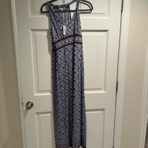Max Studio Navy and Blue Patterned Maxi Dress